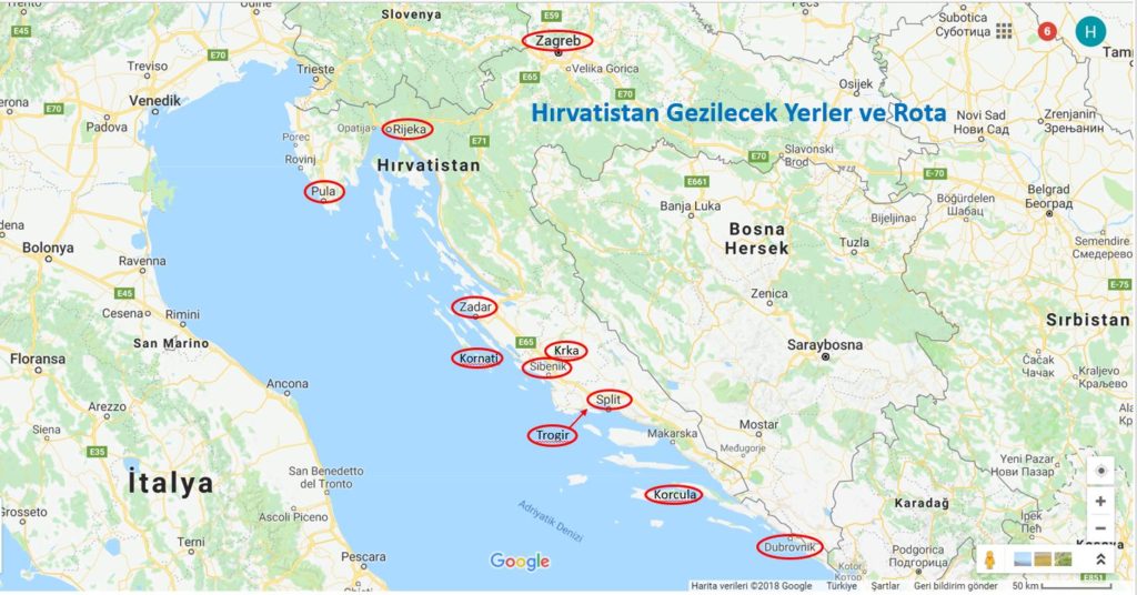 Hırvatistan Gezilecek Yerler ve Hırvatistan Gezi Rotası