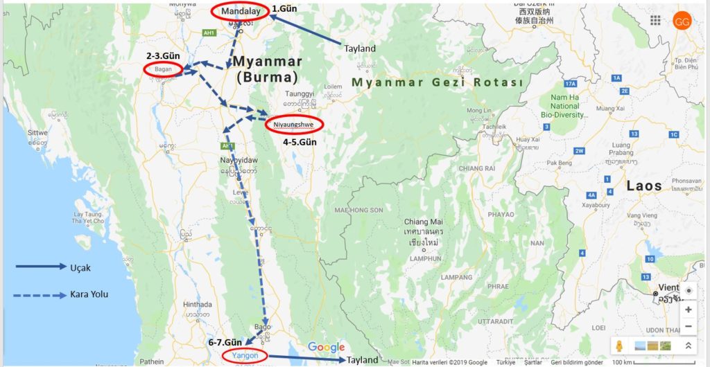 Myanmar Gezi Rotası