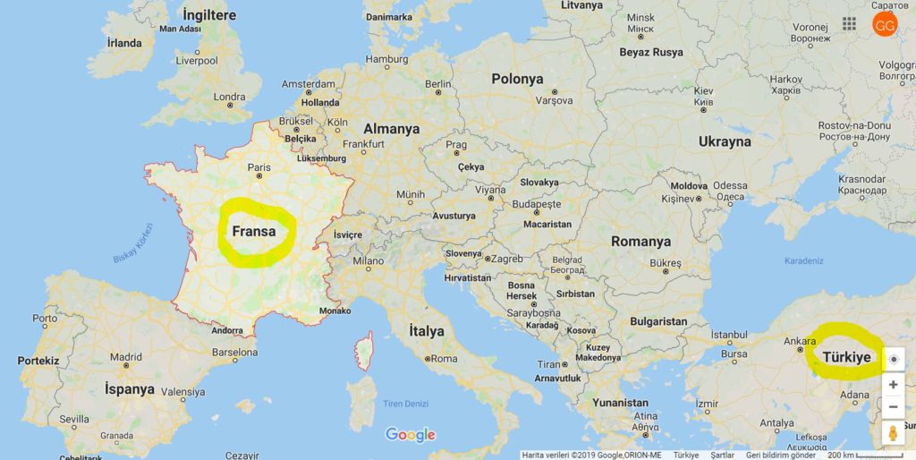 Fransa'nın Haritadaki Yeri