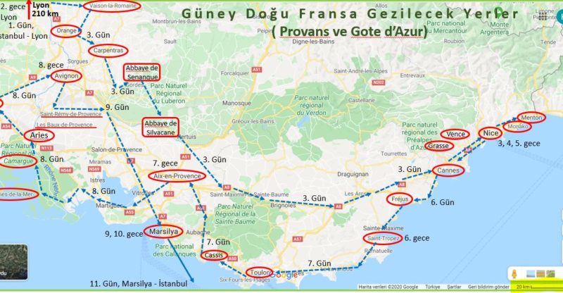 Fransa Gezi Programı, Güney Doğu Bölümü