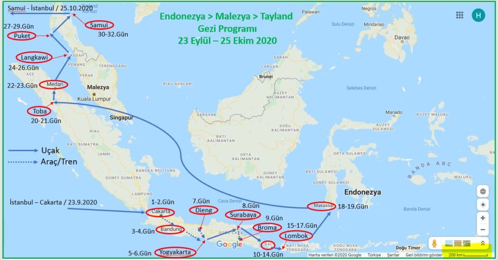 Endonezya Malezya Tayland Gezi Programı Haritası