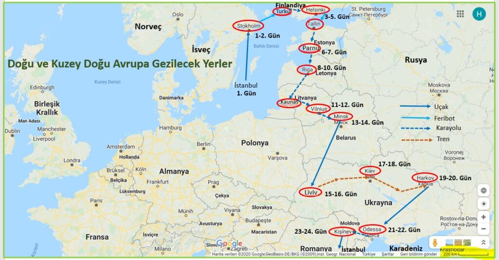 Kuzey Doğu Avrupa, Baltık Ülkeleri Gezi Rotası ve Programı