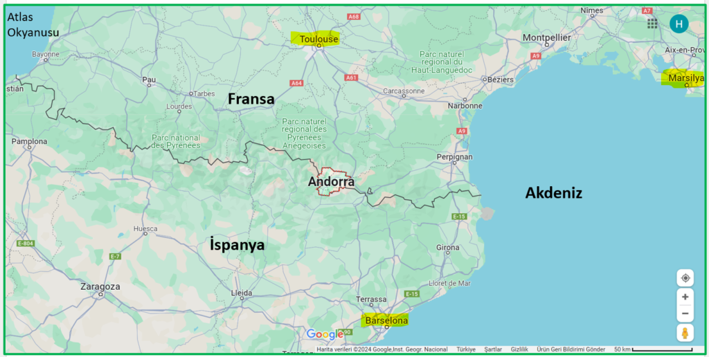 Andorra 'nın Haritadaki Yeri