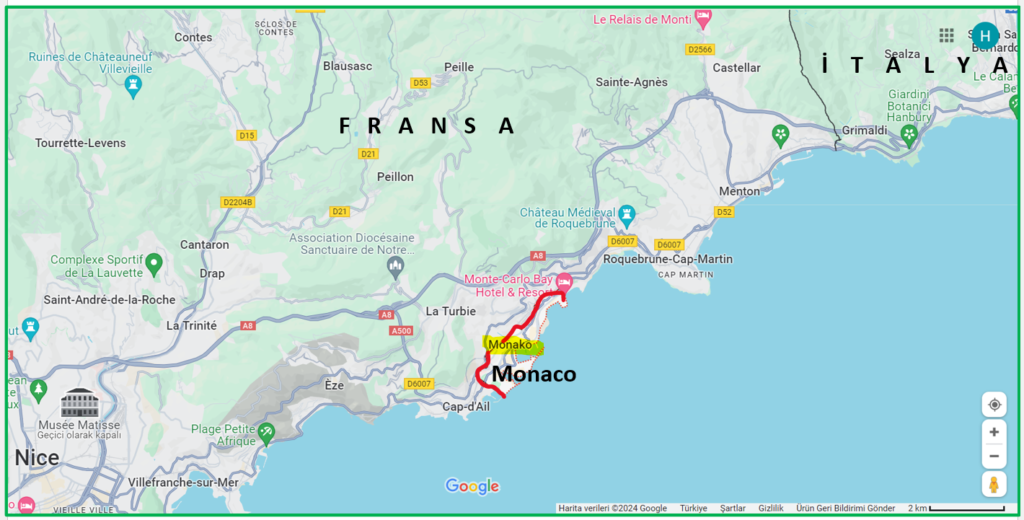Monaco 'nun Haritadaki Yeri