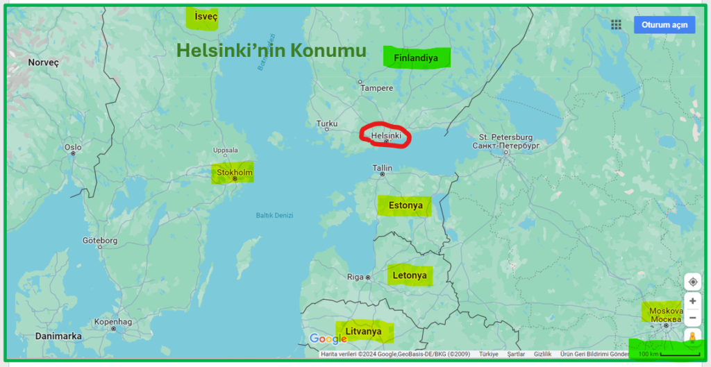 Helsinki'nin Konumu