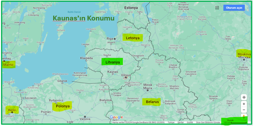 Kaunas'ın Konumu