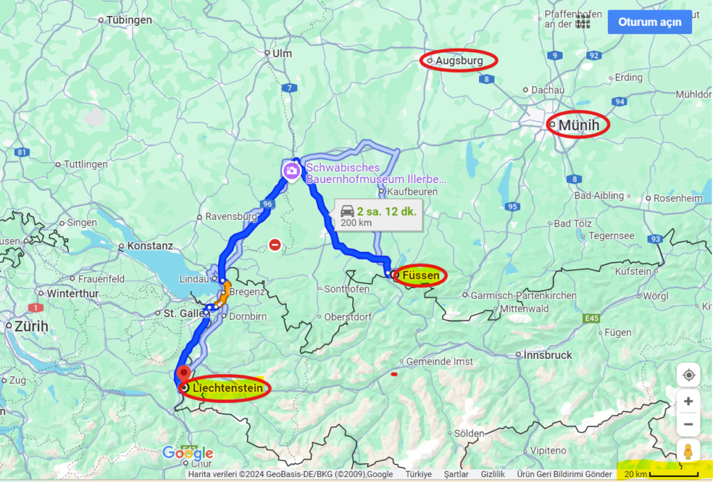 Füssen'den Liechtenstein'e