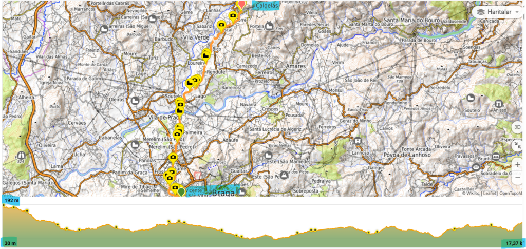 Camino Santiago Yolu, Braga > Caldelas Etabı