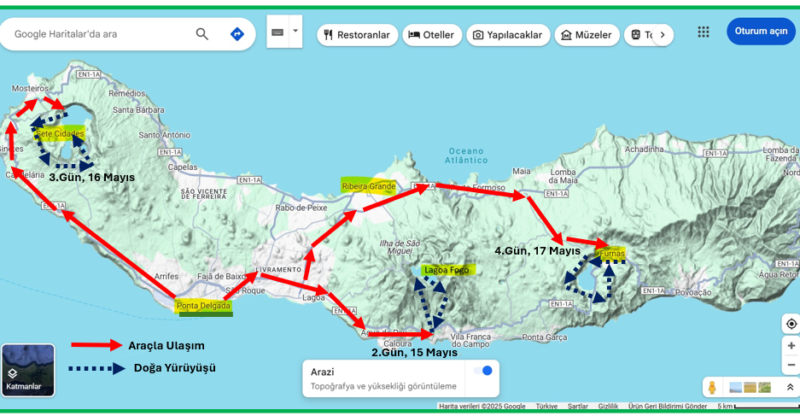 3 Günlük Sao Miguel Adası Gezi Programı