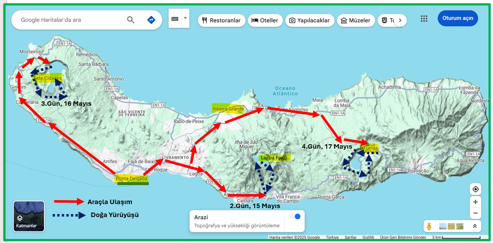 3 Günlük Sao Miguel Adası Gezi Programı