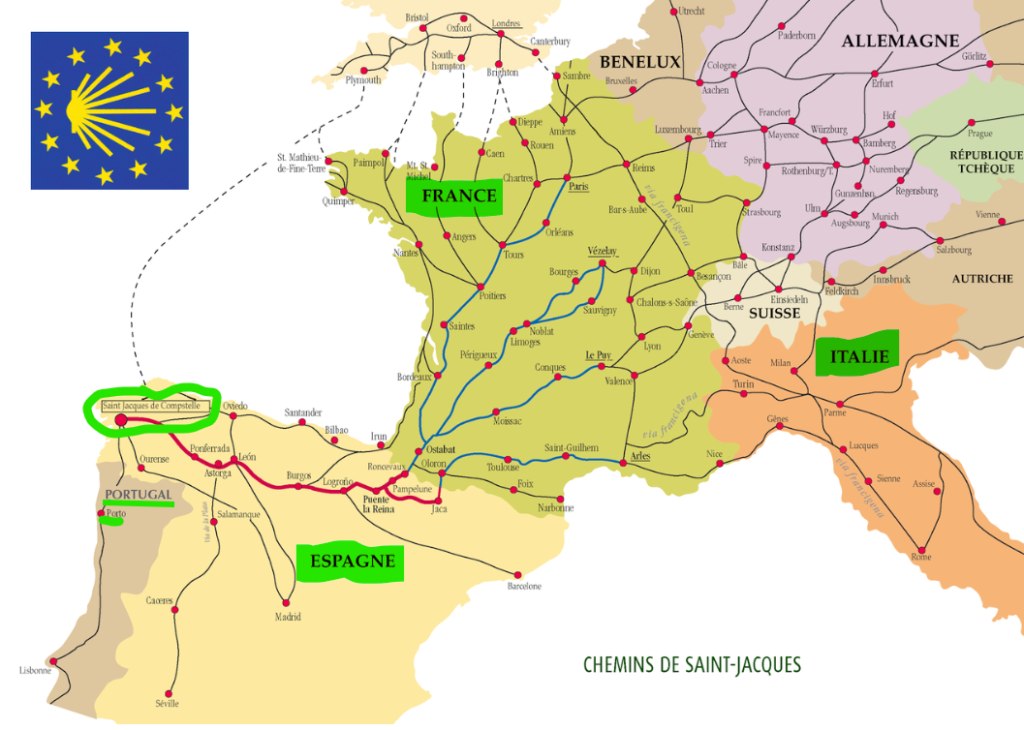 Avrupa'daki Camino Santiago Hac Yolları