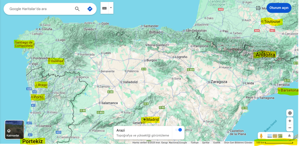 Santiago de Compostela'nın Haritadaki Yeri