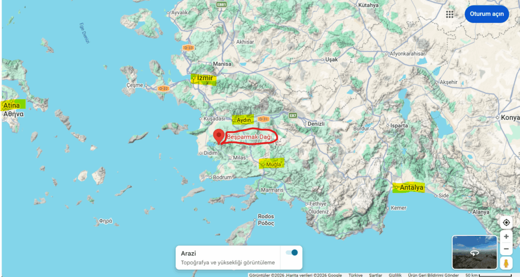 Latmos Gezi Rehberi, Latmos'un Haritadaki Yeri